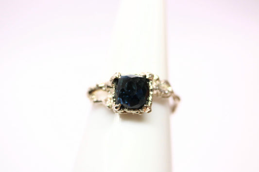 blue square tourmaline one of a kind ring
