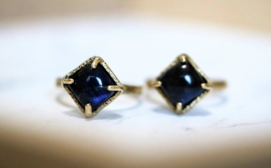 square labradorite brass ring