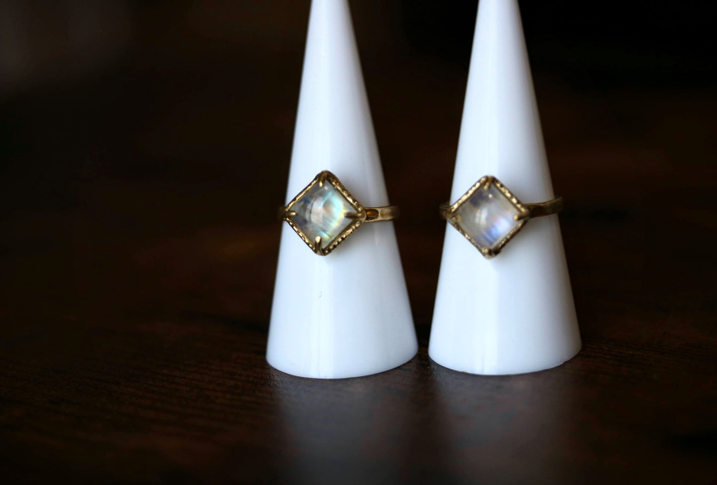square moonstone rings