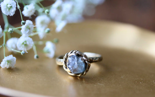 aquamarine brass ring