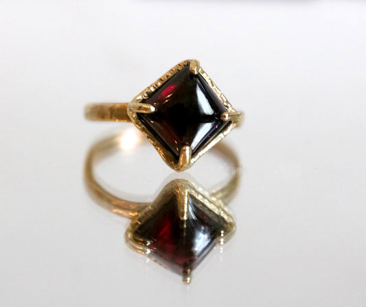 square garnet ring