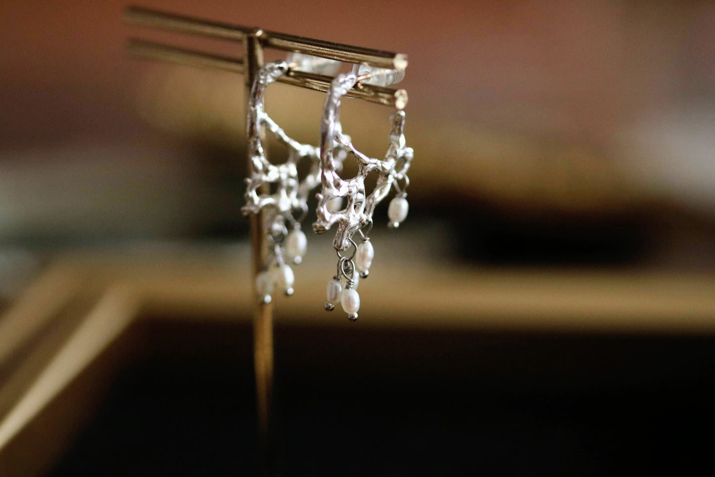 unique frill earrings with fresh pearls