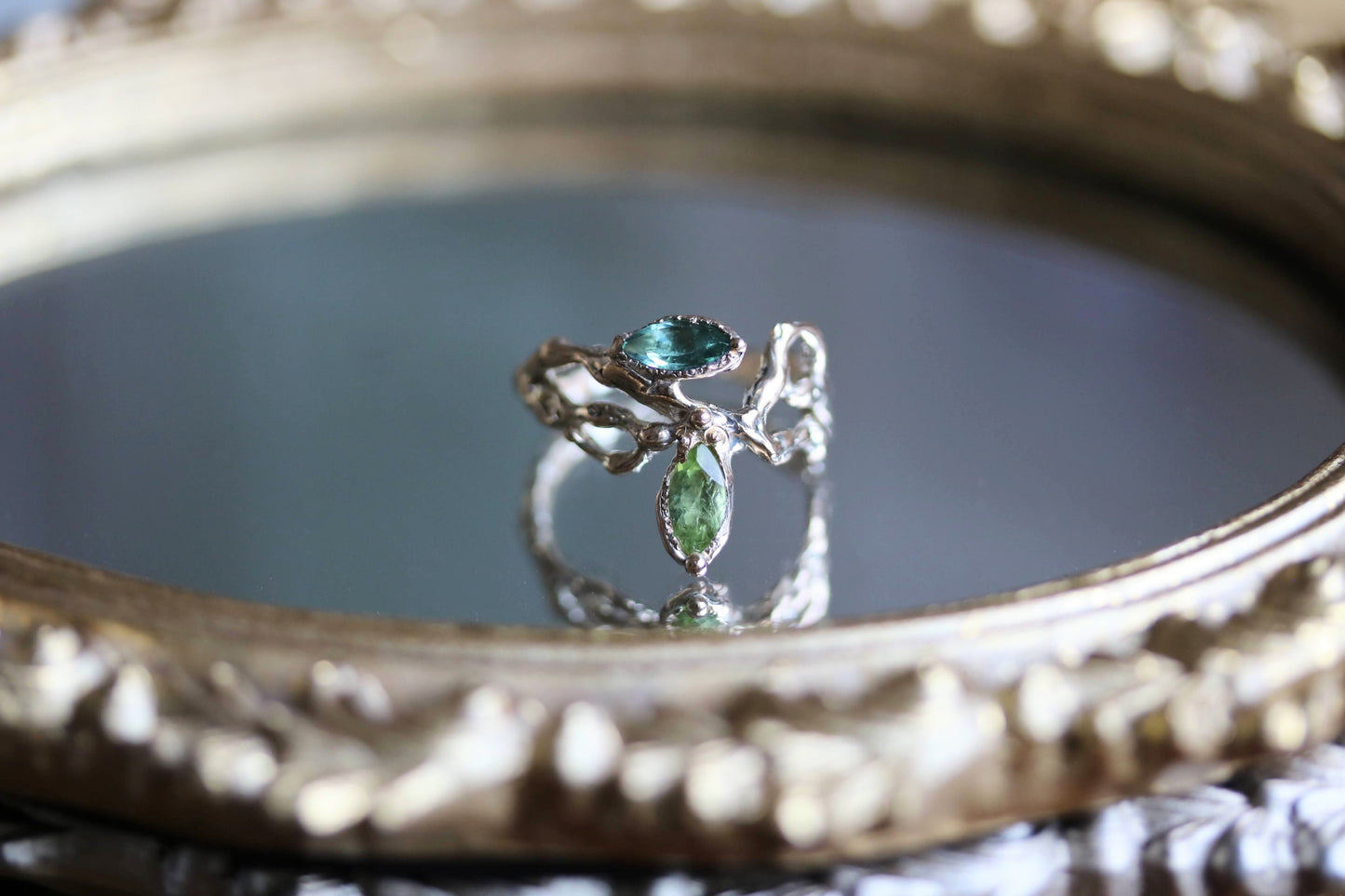 statement ring with emerald tourmaline