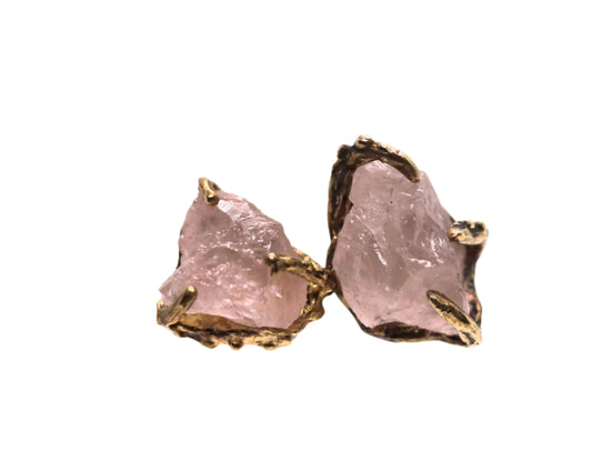 Rough Rose Quartz Stud Earrings