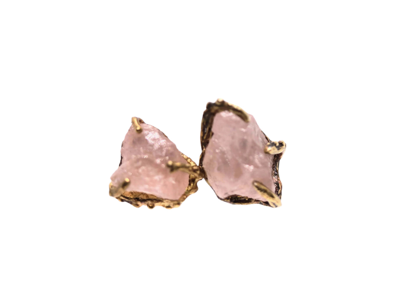 Rough Rose Quartz Stud Earrings