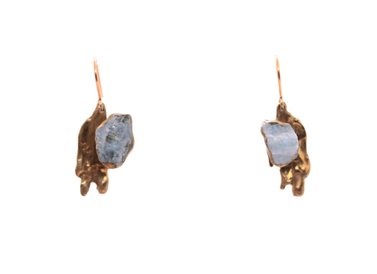 raw aquamarine earrings