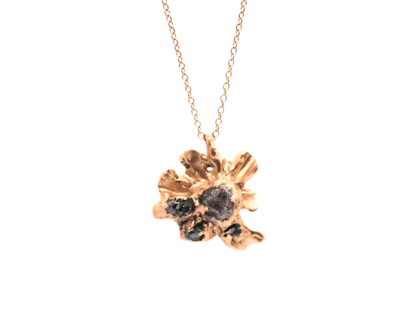 Raw Diamond Sunburst Gold Pendant Necklace