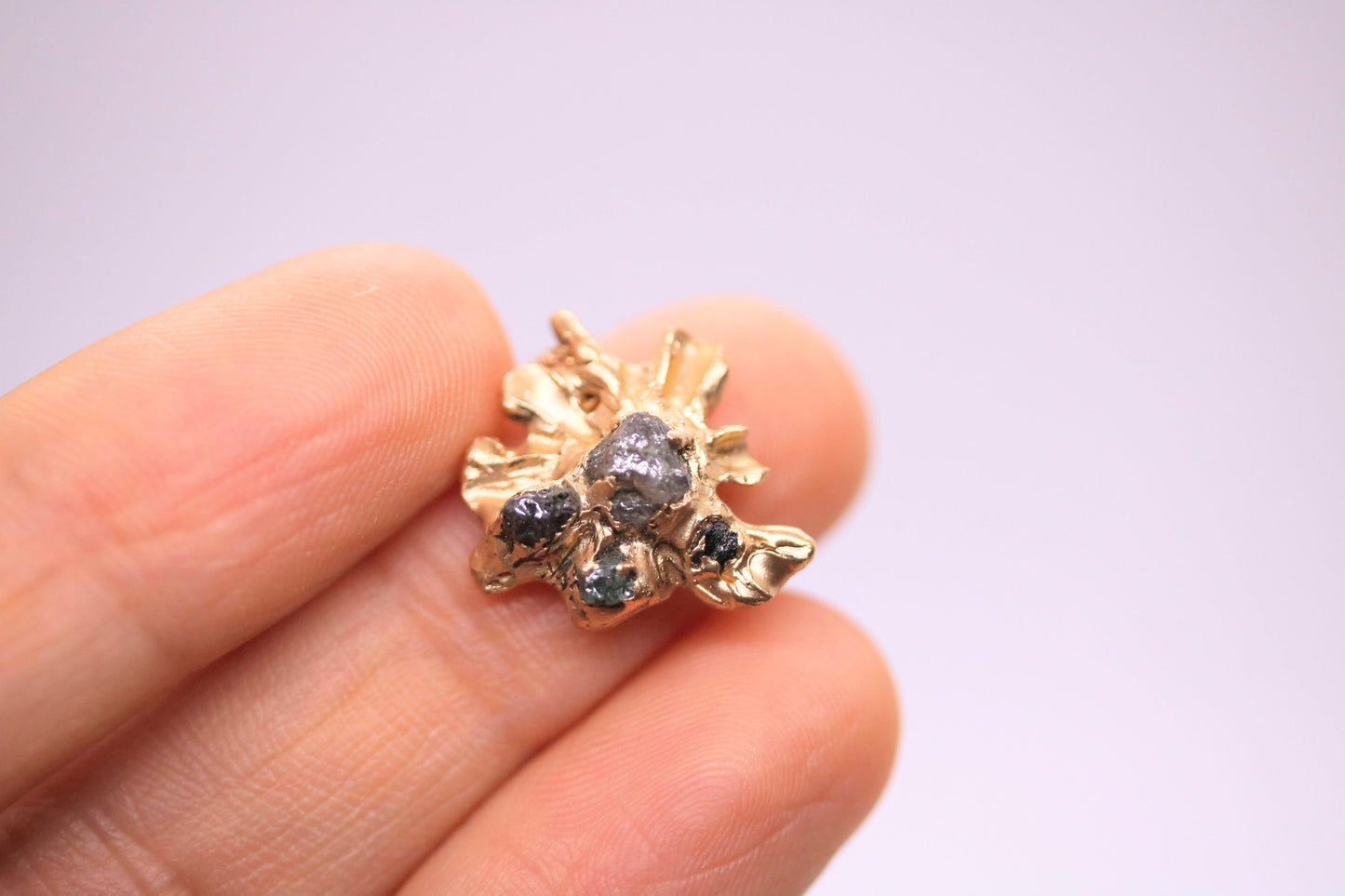 Raw Diamond Sunburst Gold Pendant Necklace