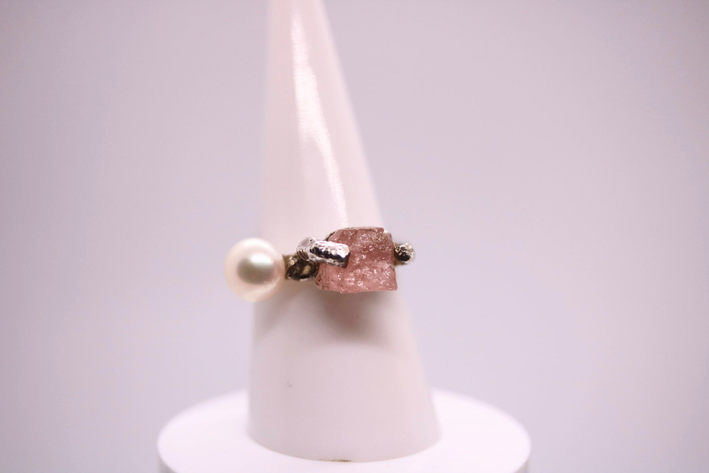 morganite silver ring
