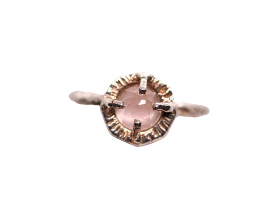 rose quartz silver ring