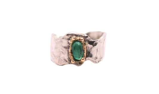 emerald with gold silver ring