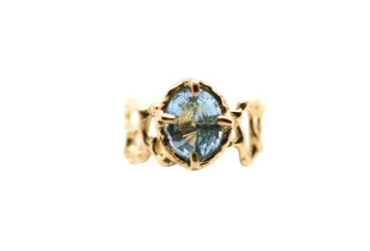 oval blue topaz gold statement ring