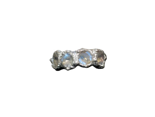 labradorite half eternity silver ring