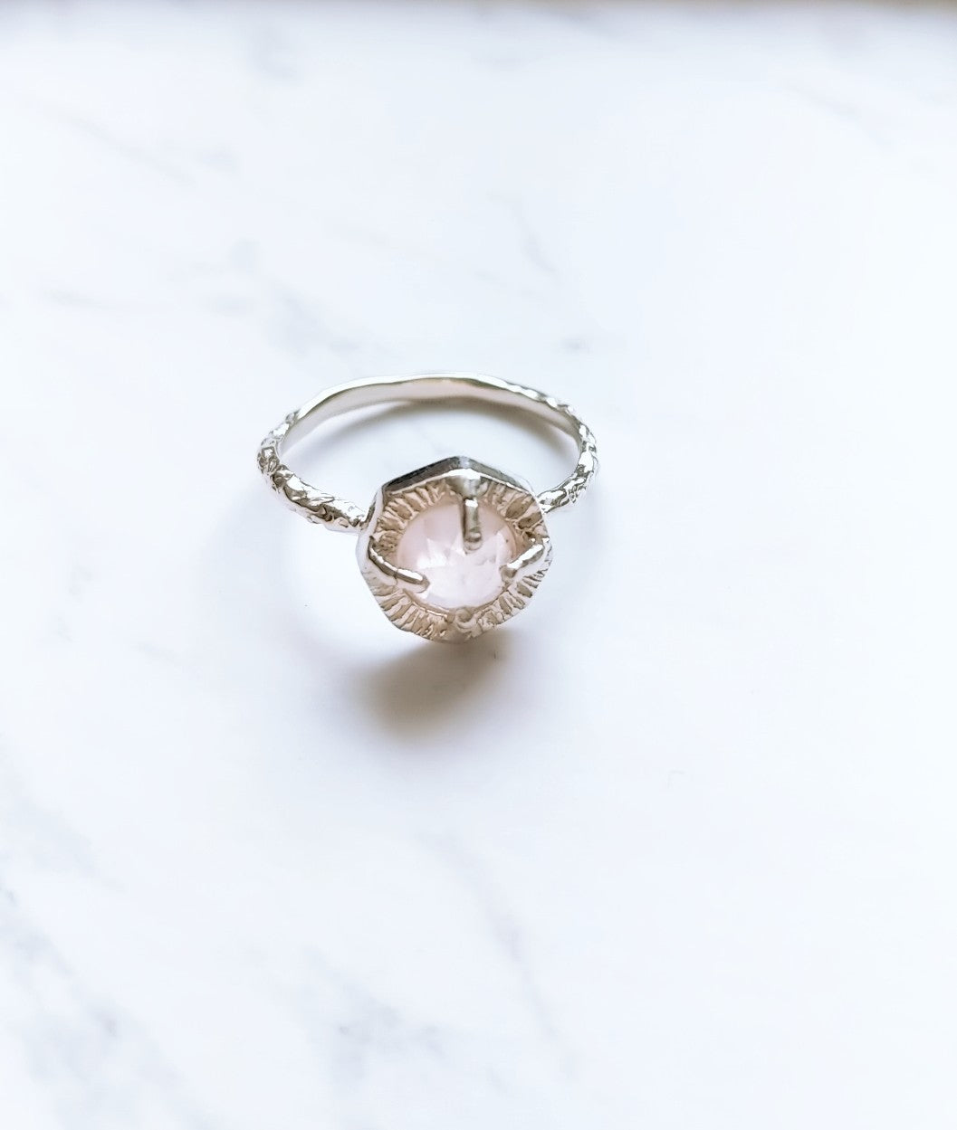 Rose Quartz Silver Ring