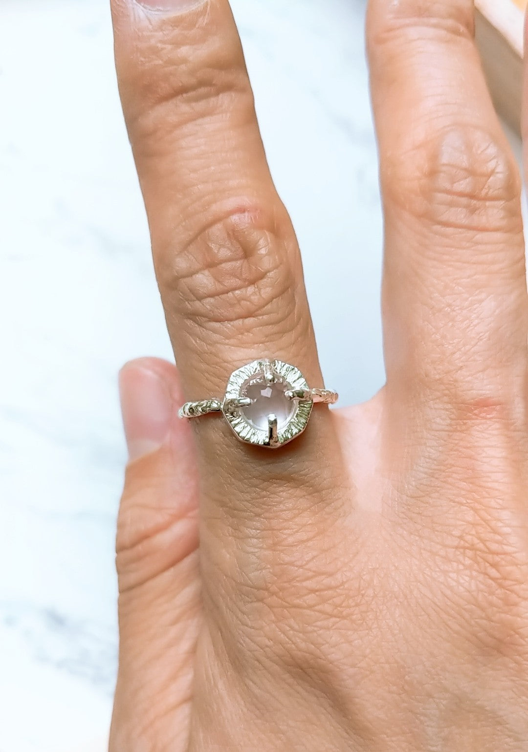 Rose Quartz Silver Ring