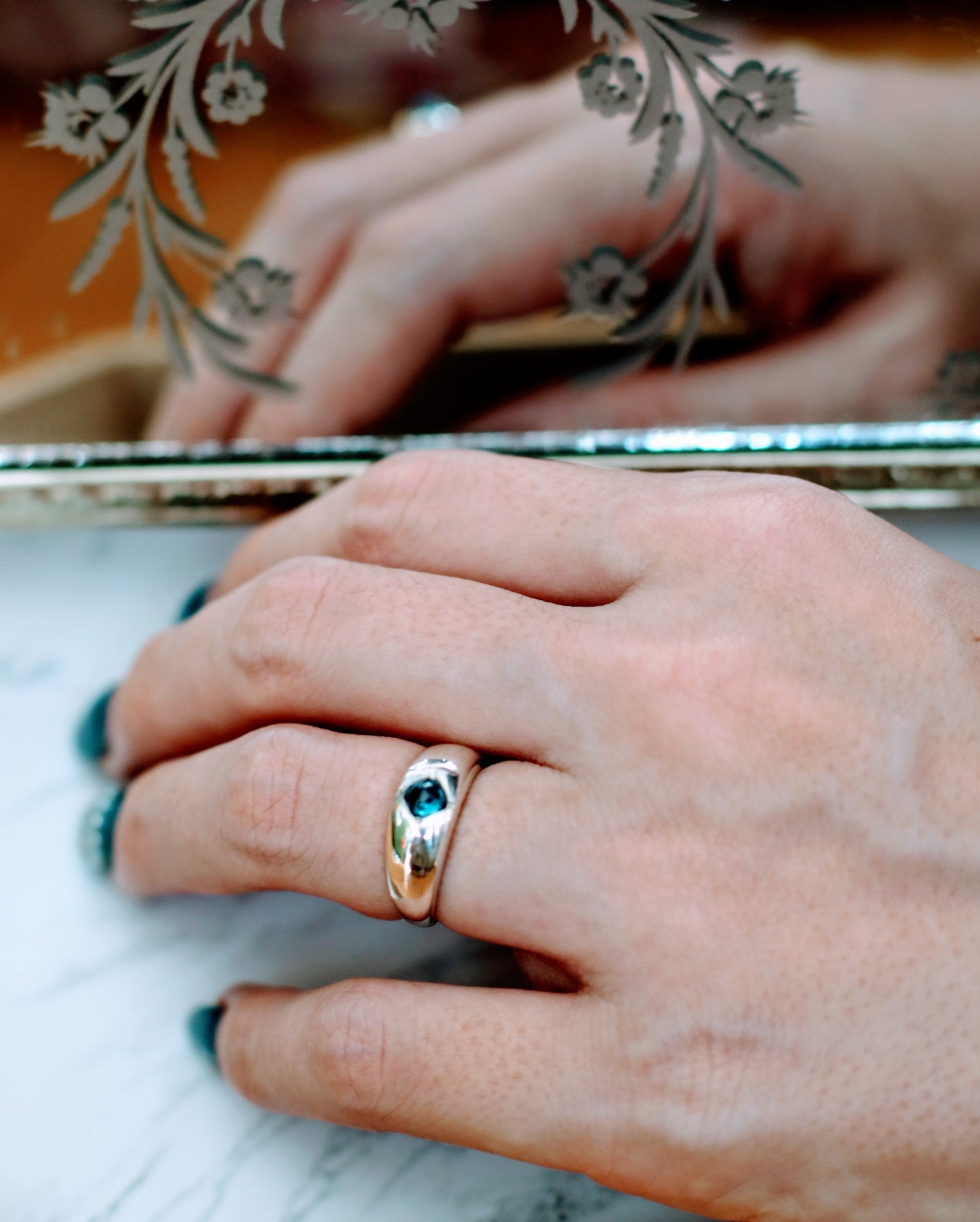 simple blue stone ring