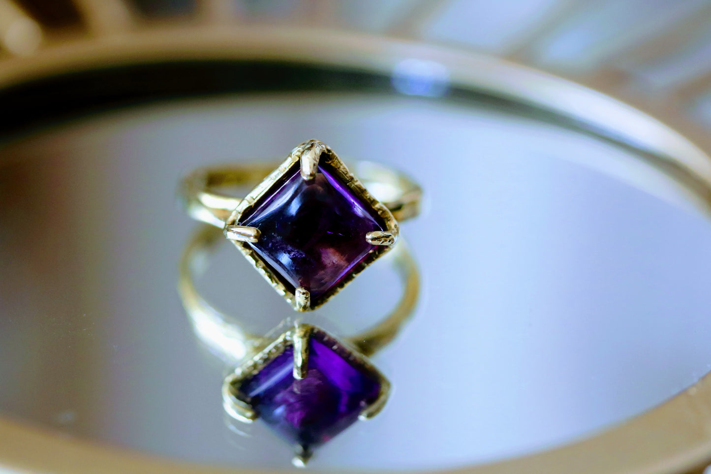 amethyst solitaire ring
