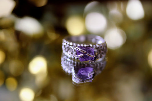 rogh uncut amethyst ring