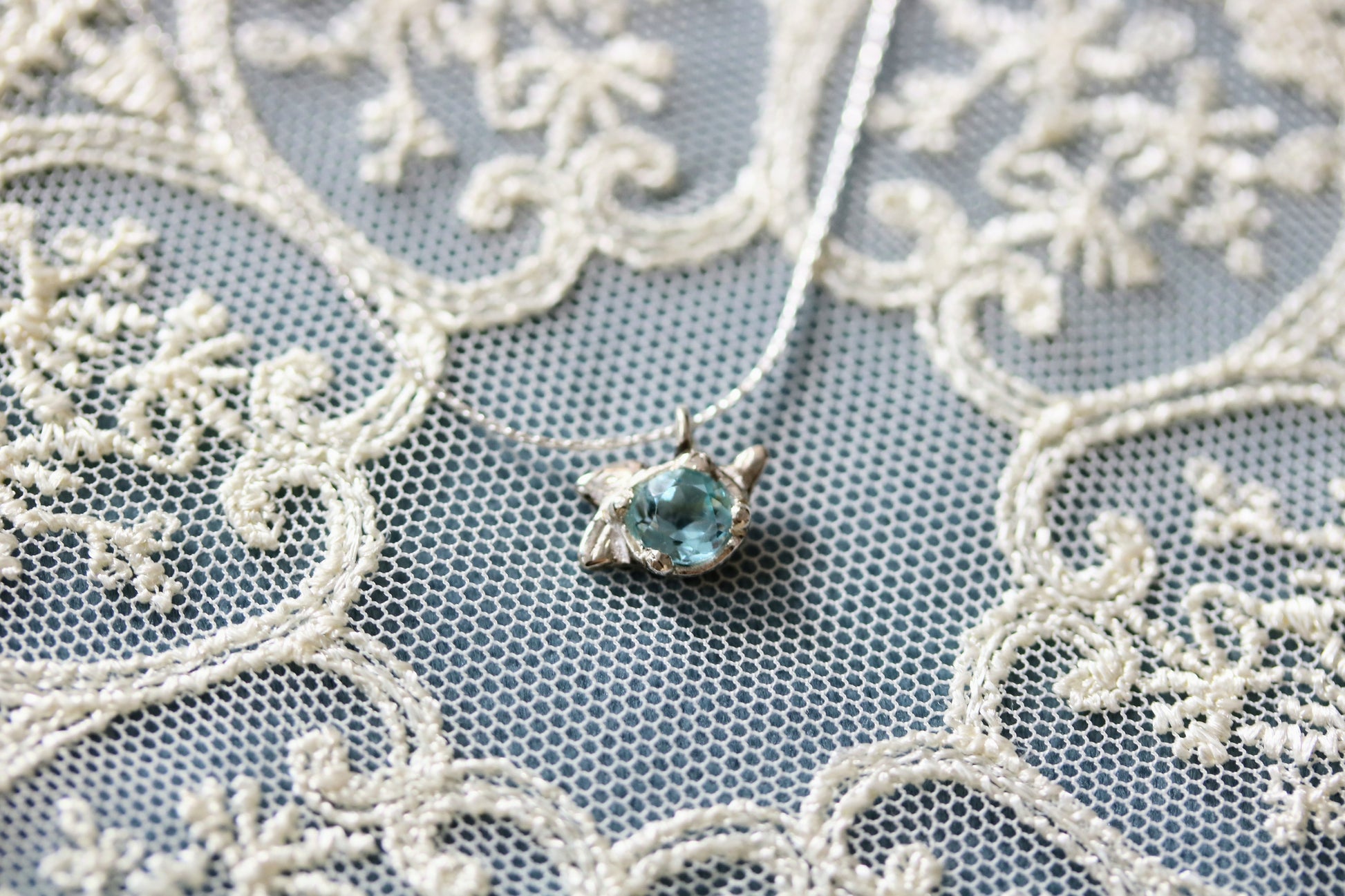 delicate blue topaz silver necklace
