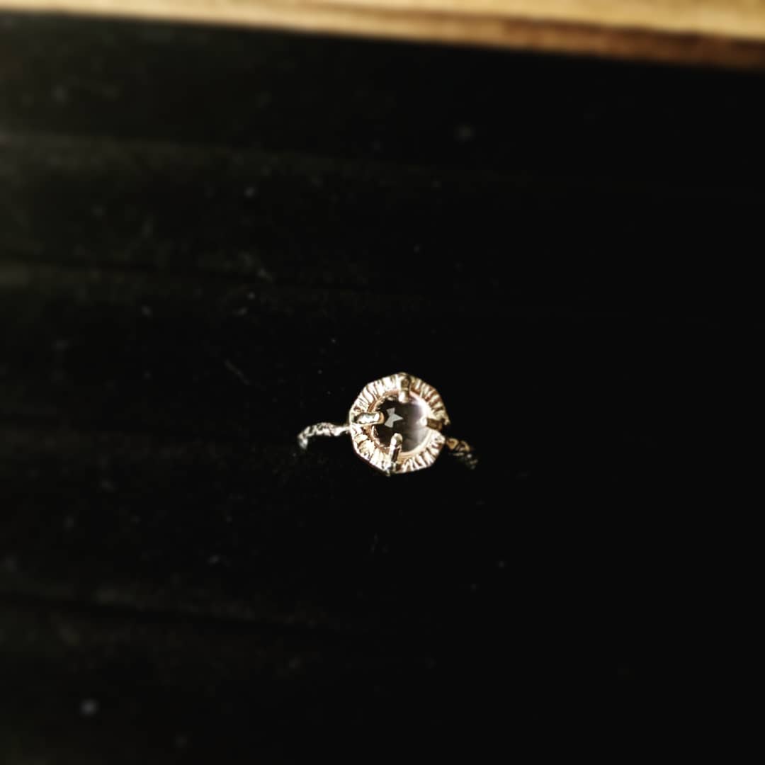 rose cut rose quartz silver ring