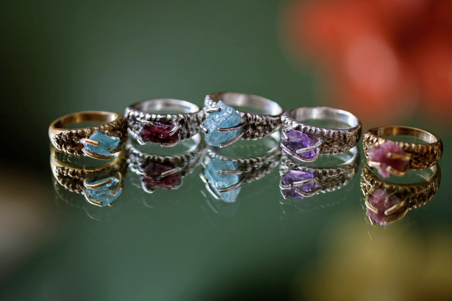 rough quartz rings