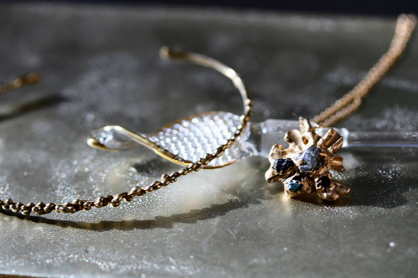 gold raw diamond necklace