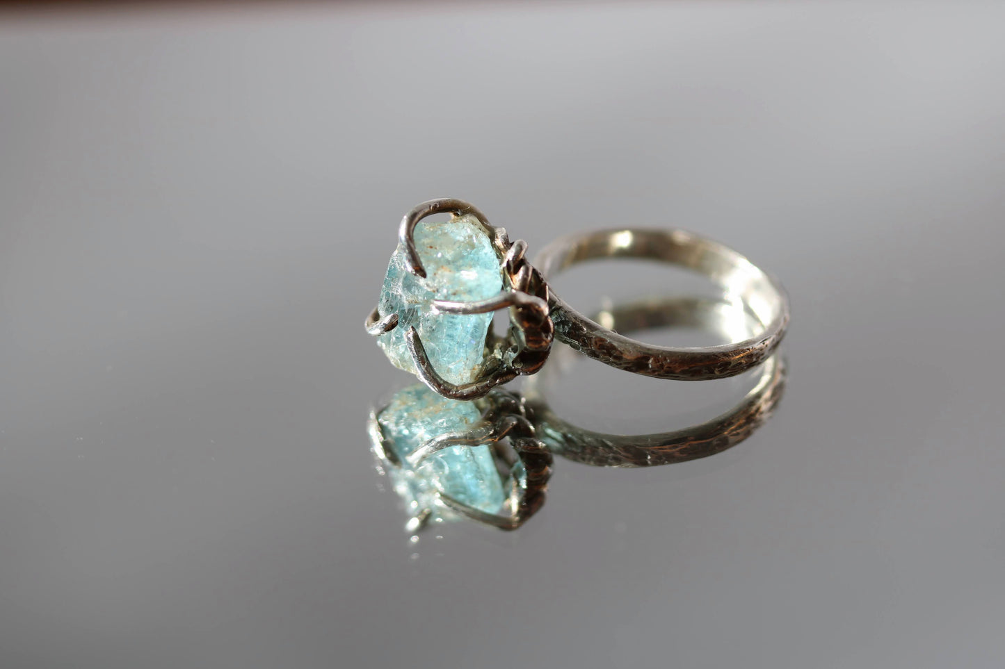 raw aquamarine ring