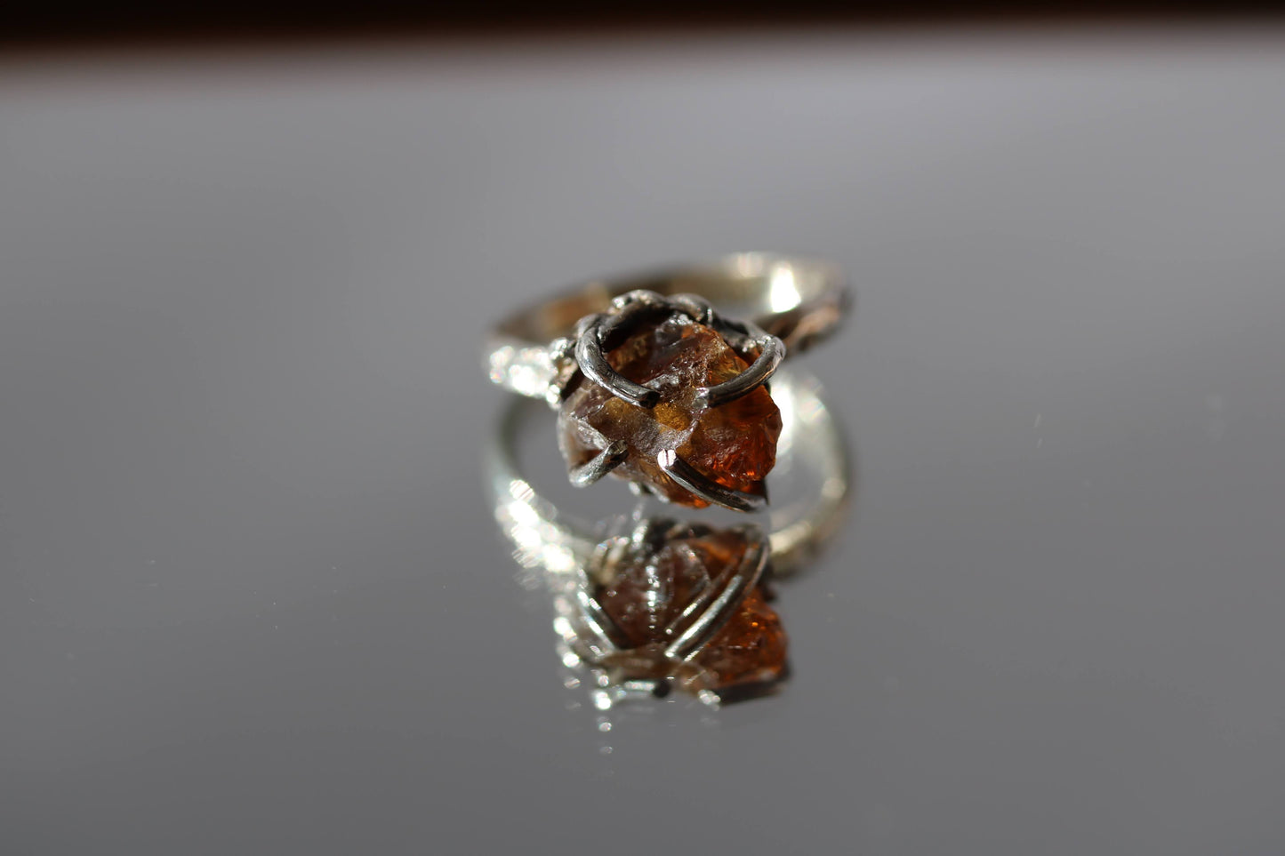 orange citrine silver ring