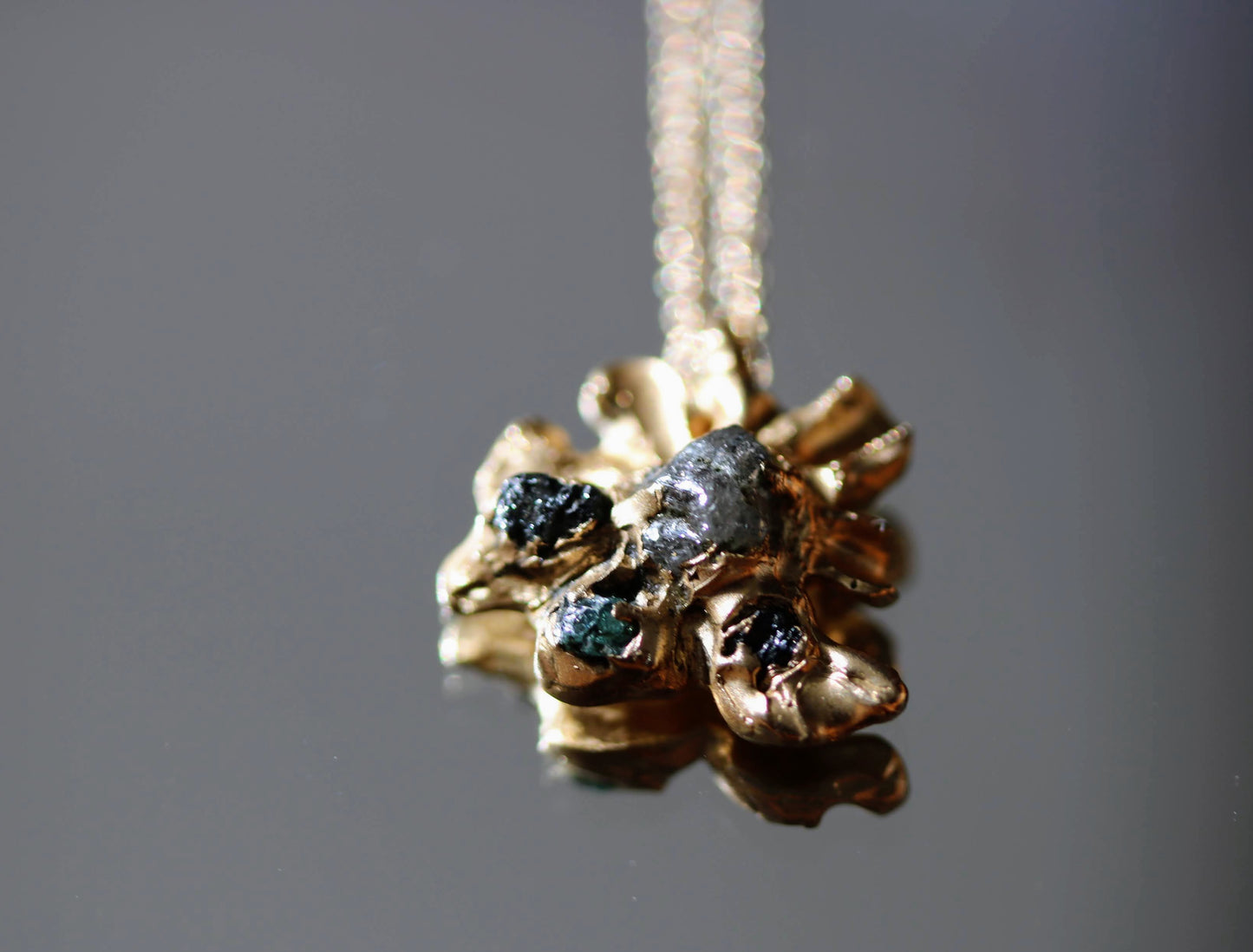 raw diamond gold necklace