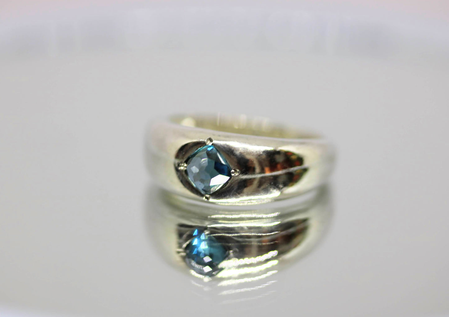 london blue topaz silver signet ring
