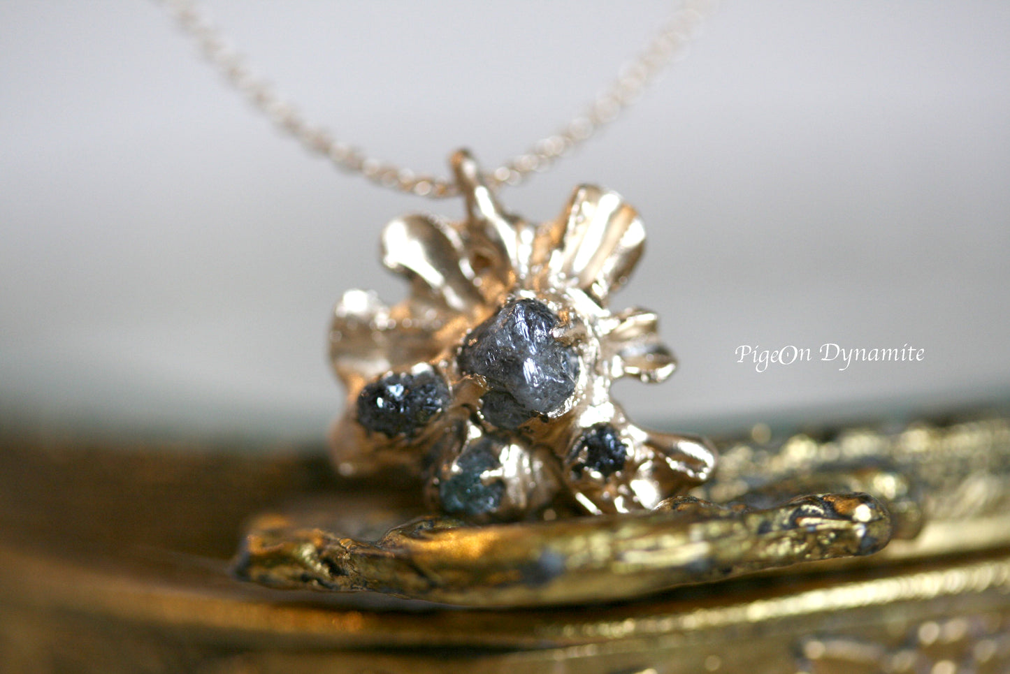 yellow gold raw diamond necklace