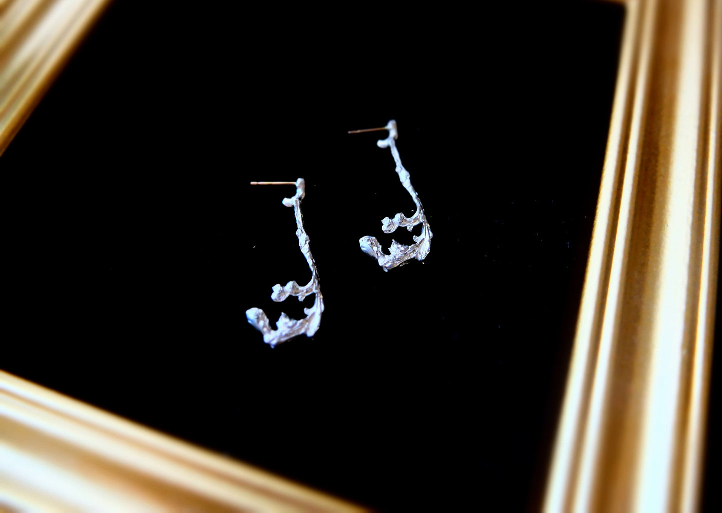 unique silver tree branch and buds earrings