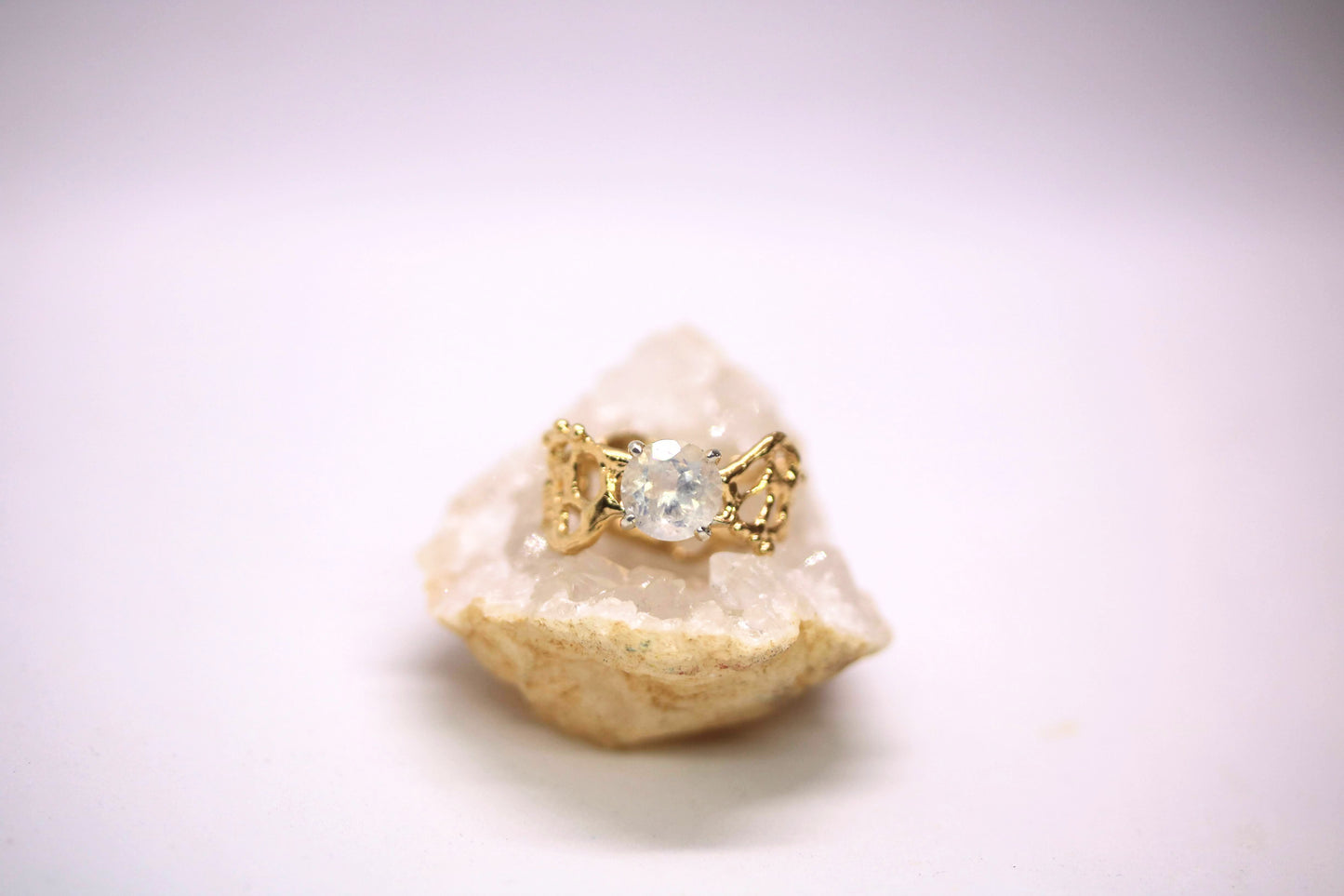 rainbow moonstone gold silver ring