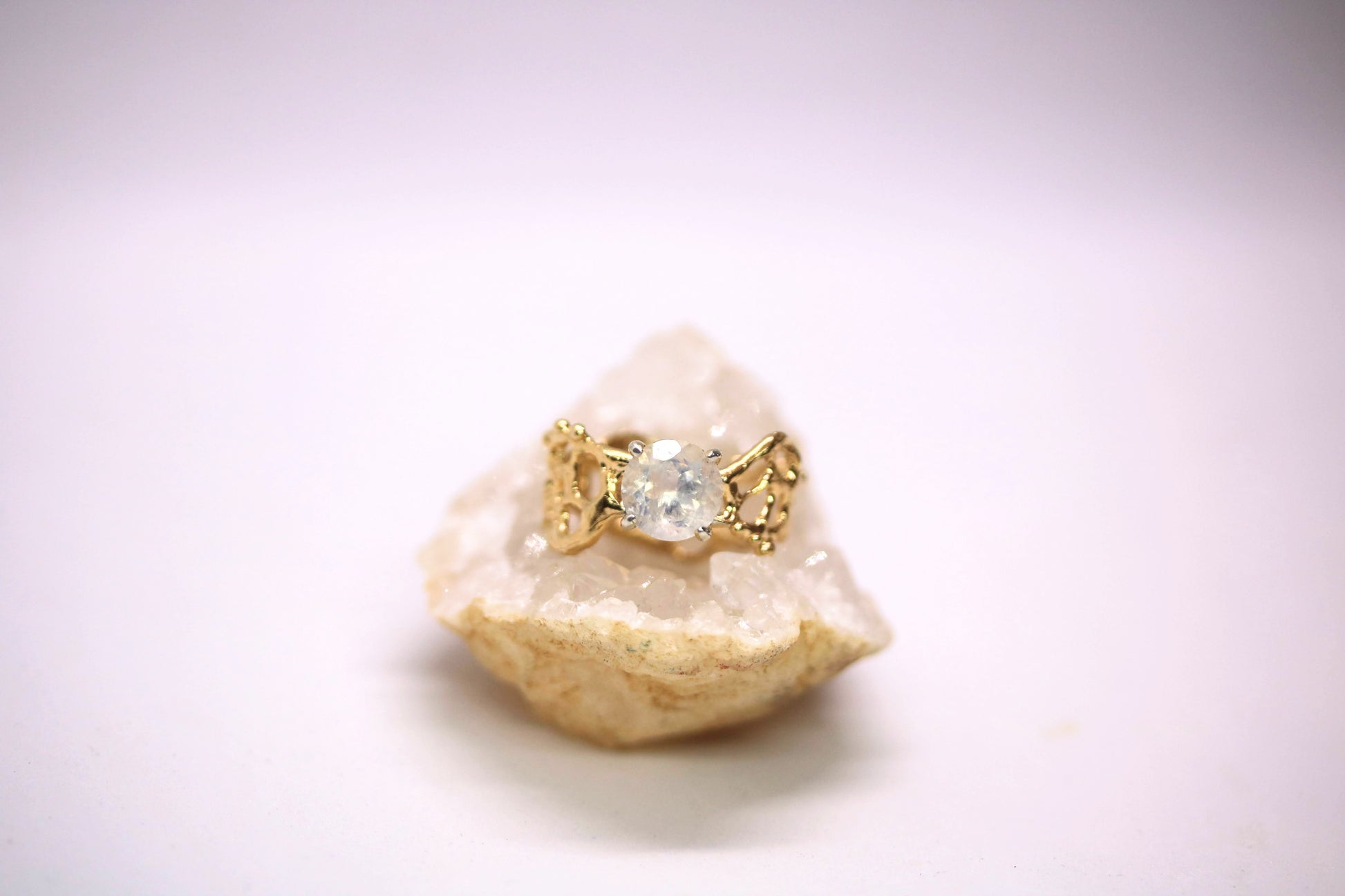 rainbow moonstone gold silver ring
