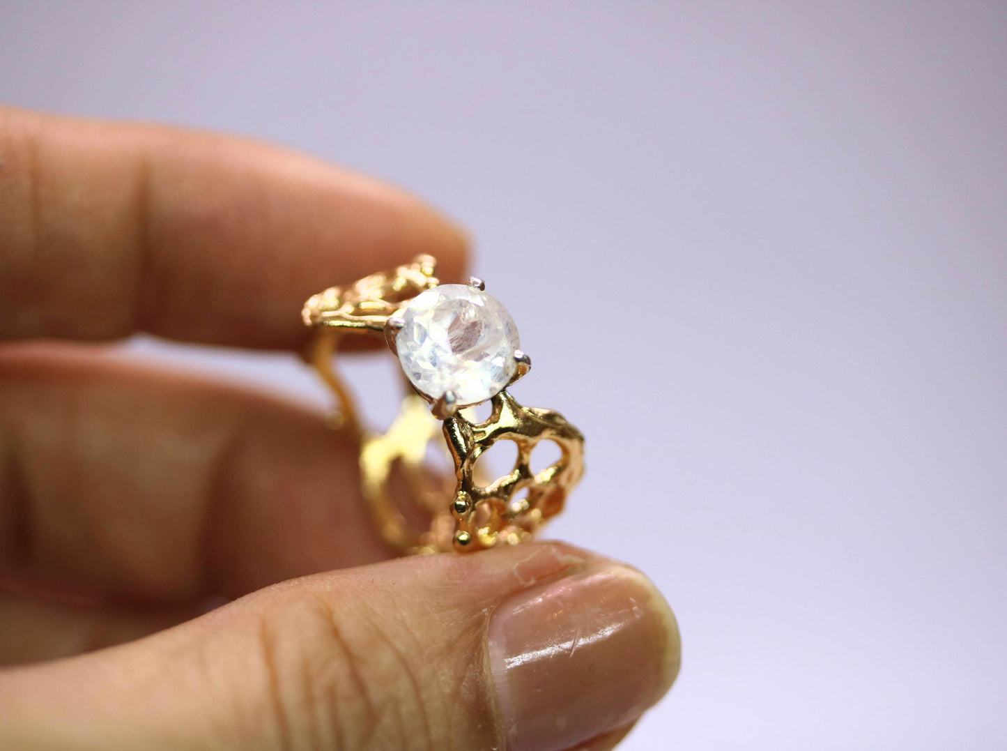 rainbow moonstone gold ring