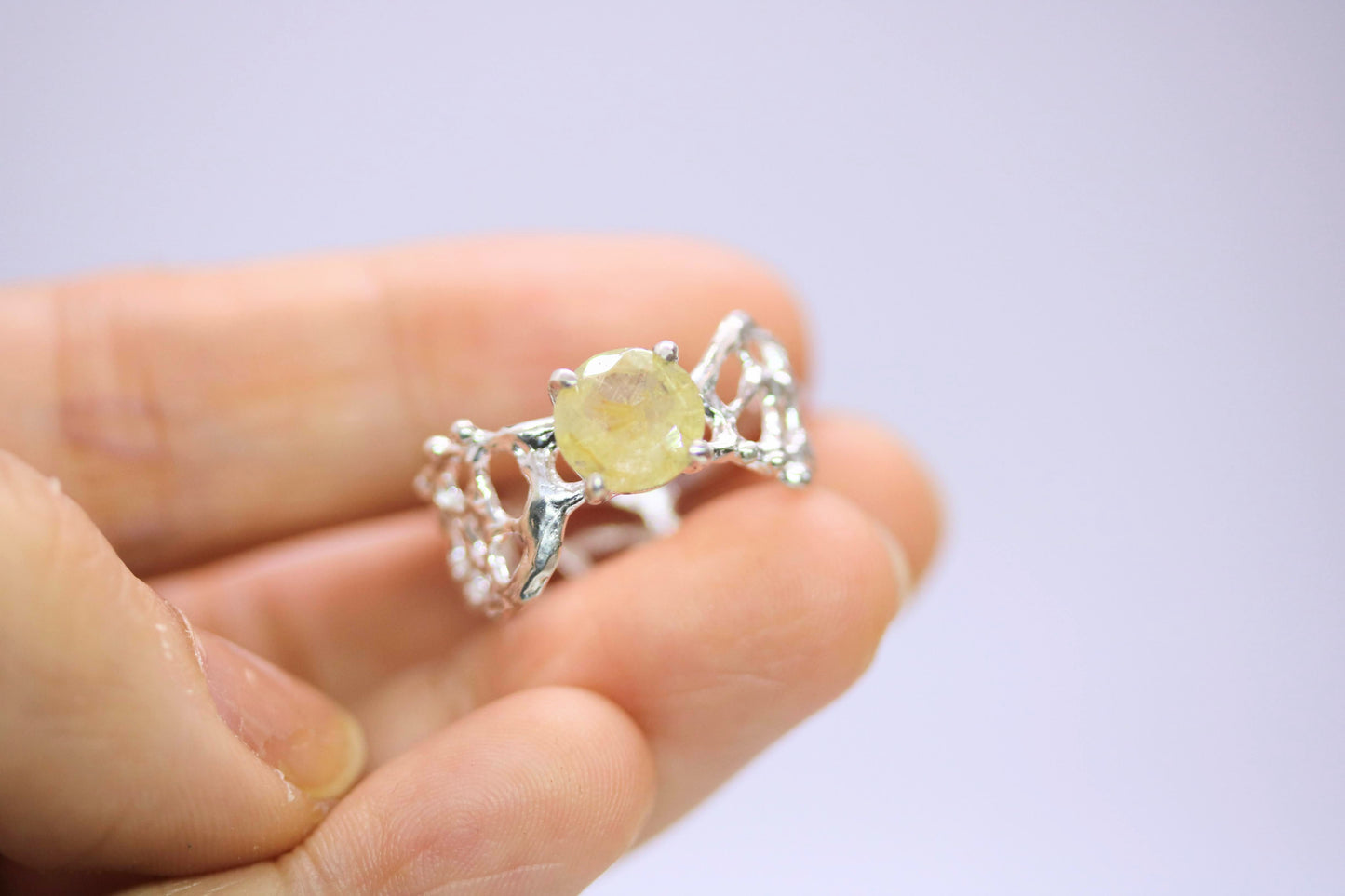 handcrafted rutilated silver ring