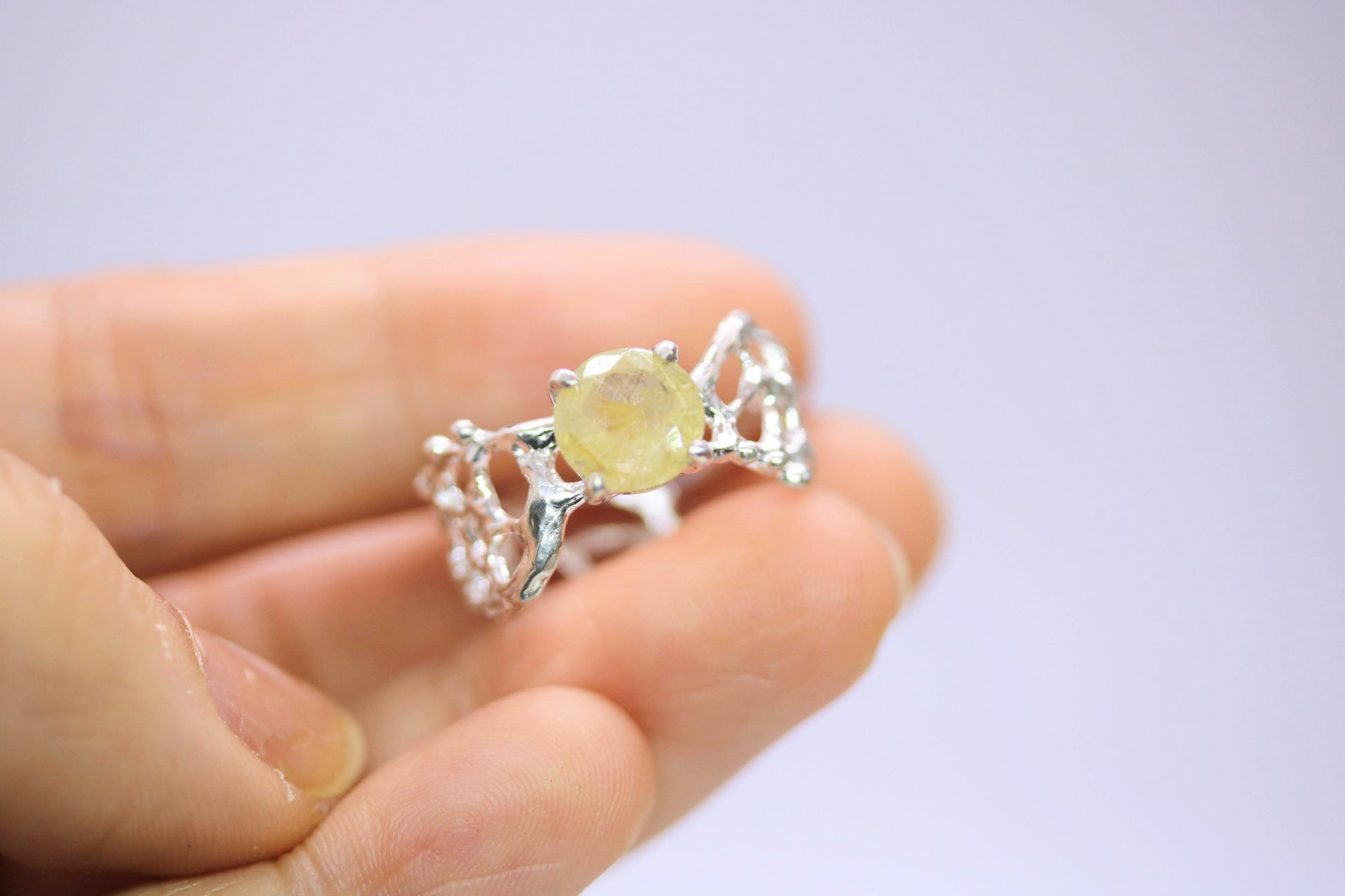 handcrafted rutilated silver ring