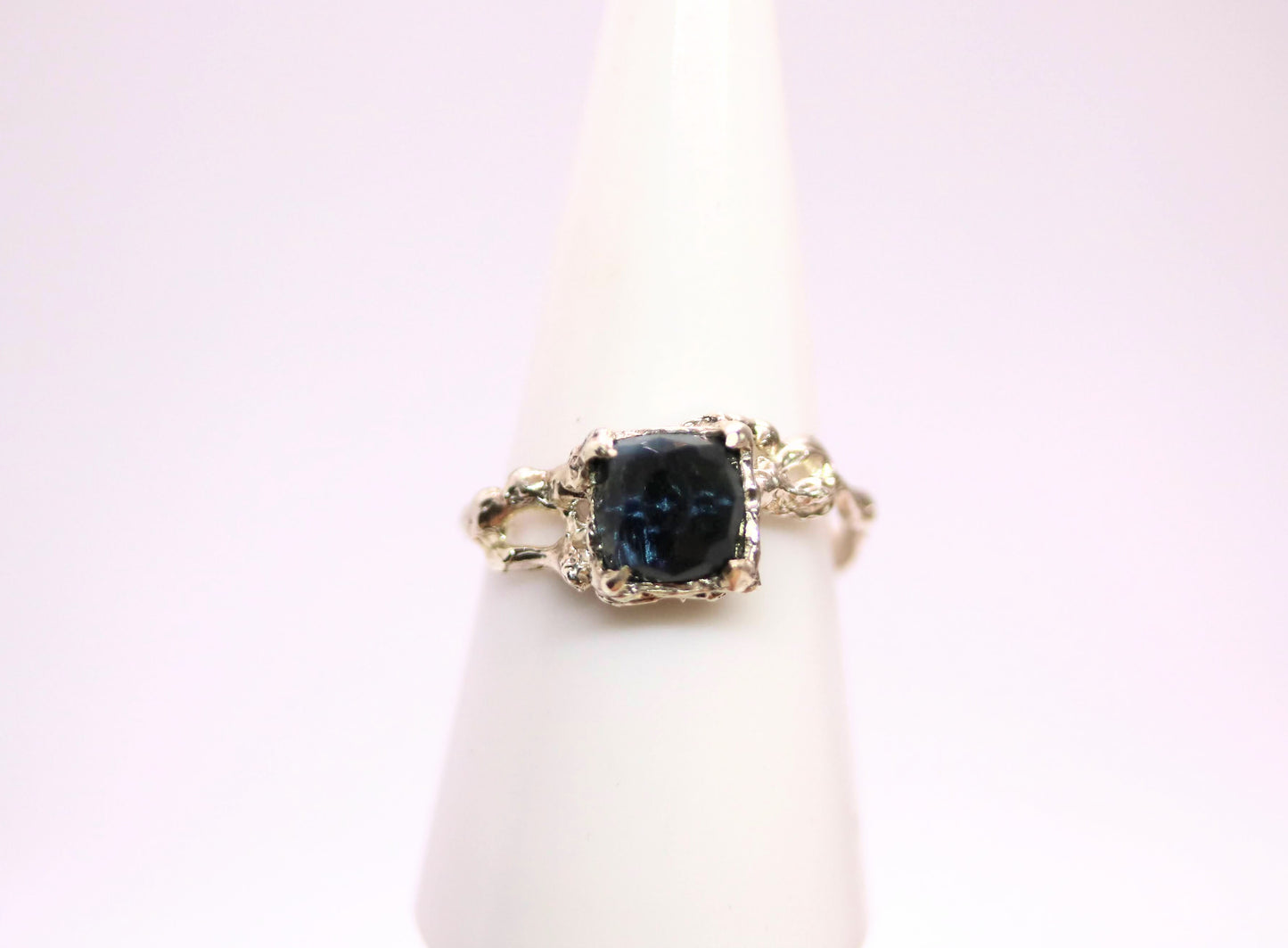Square blue tourmaline Jukai Ring