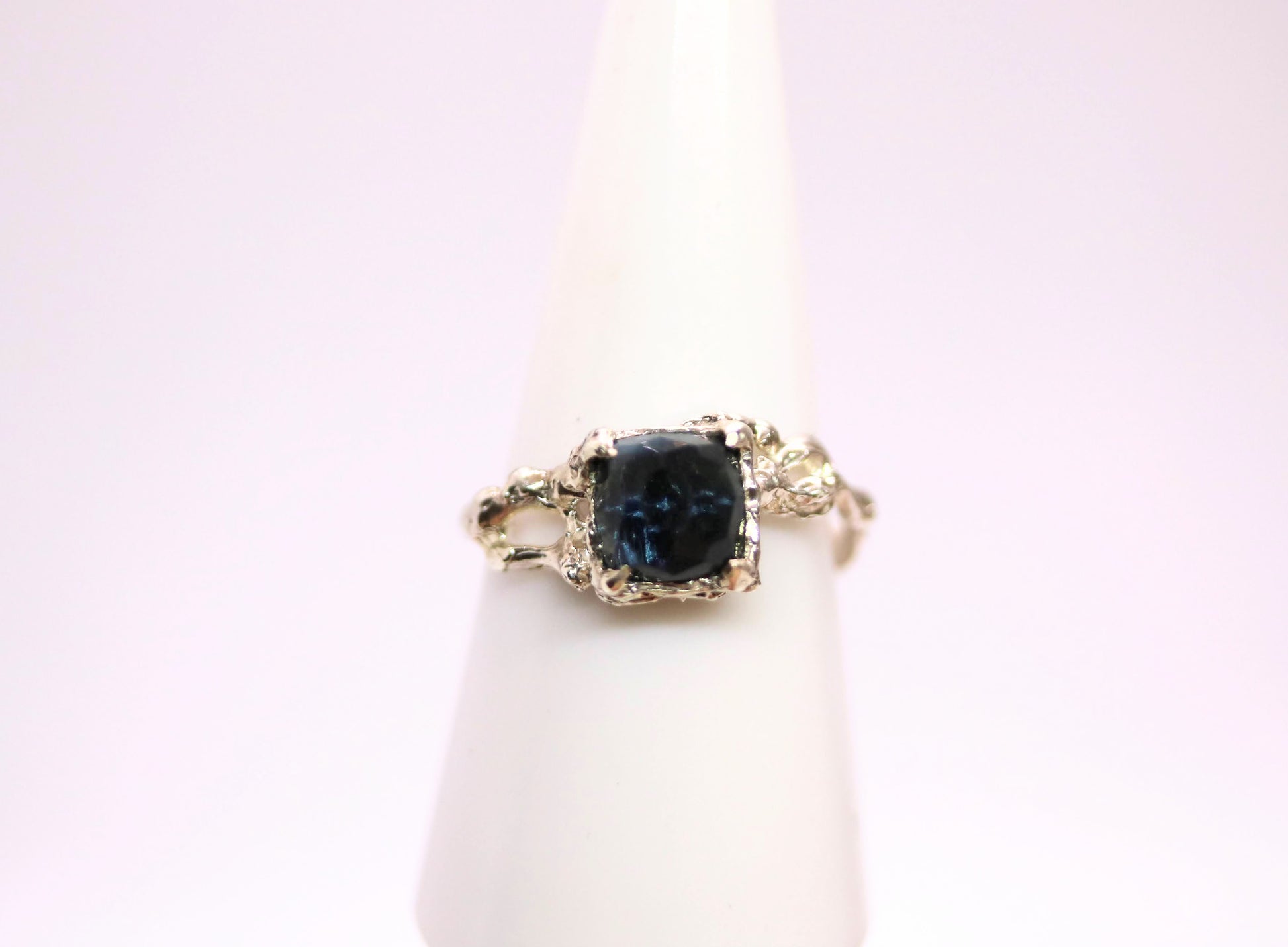 Square blue tourmaline Jukai Ring
