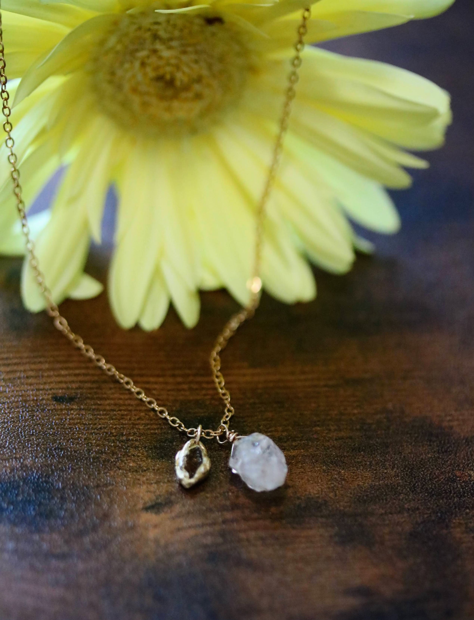 tourmaline necklace with herkimer diamond