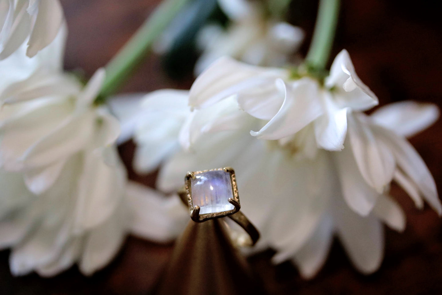 blue moonstone square ring