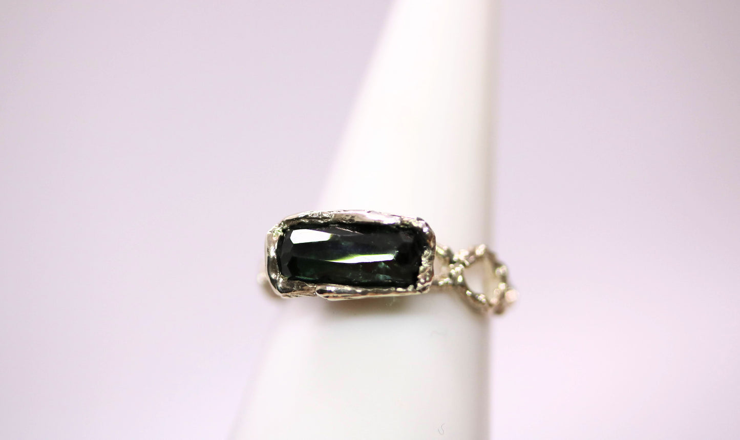 Tourmaline Bar Jukai Silver Ring