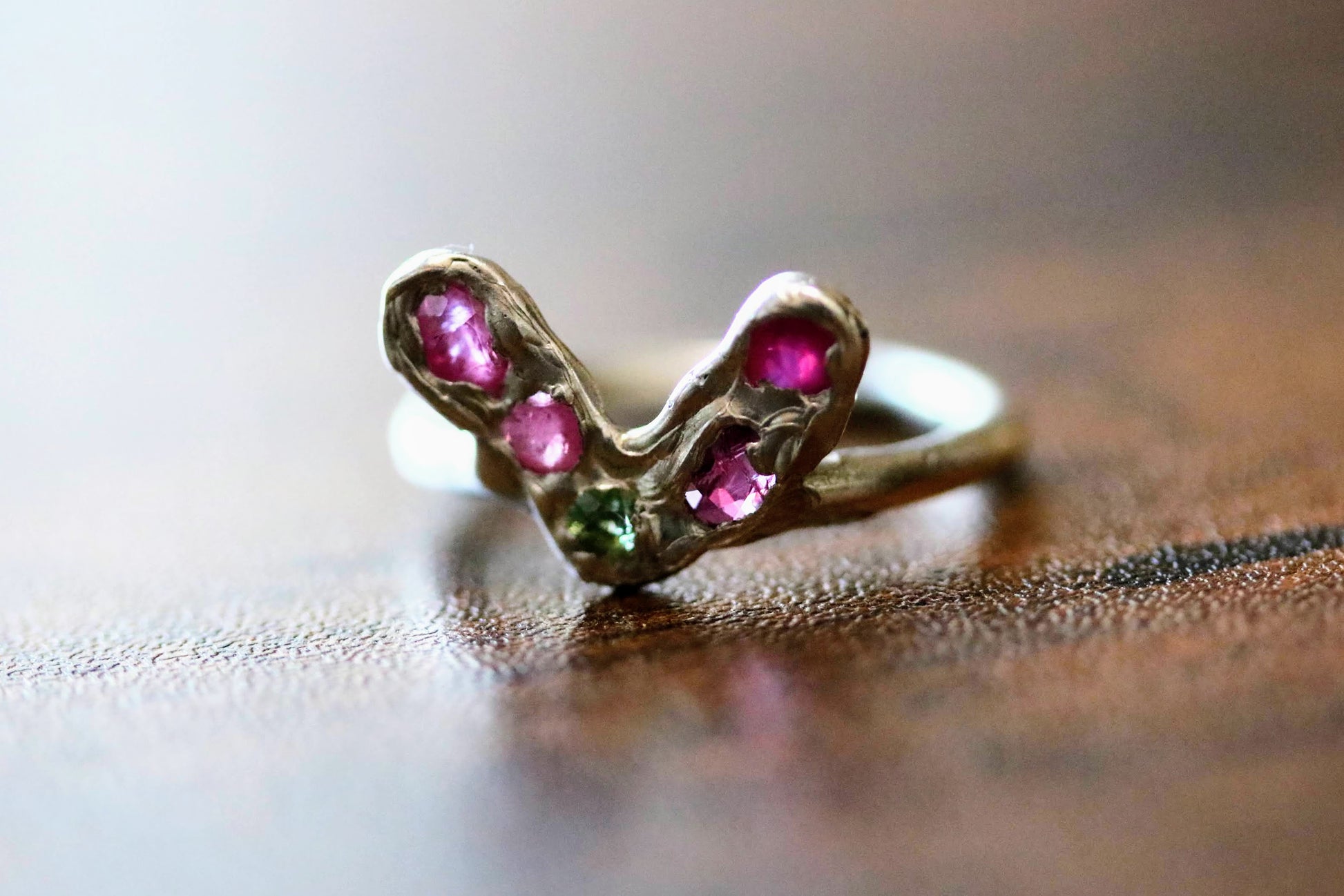 unique heart ruby sapphire ring
