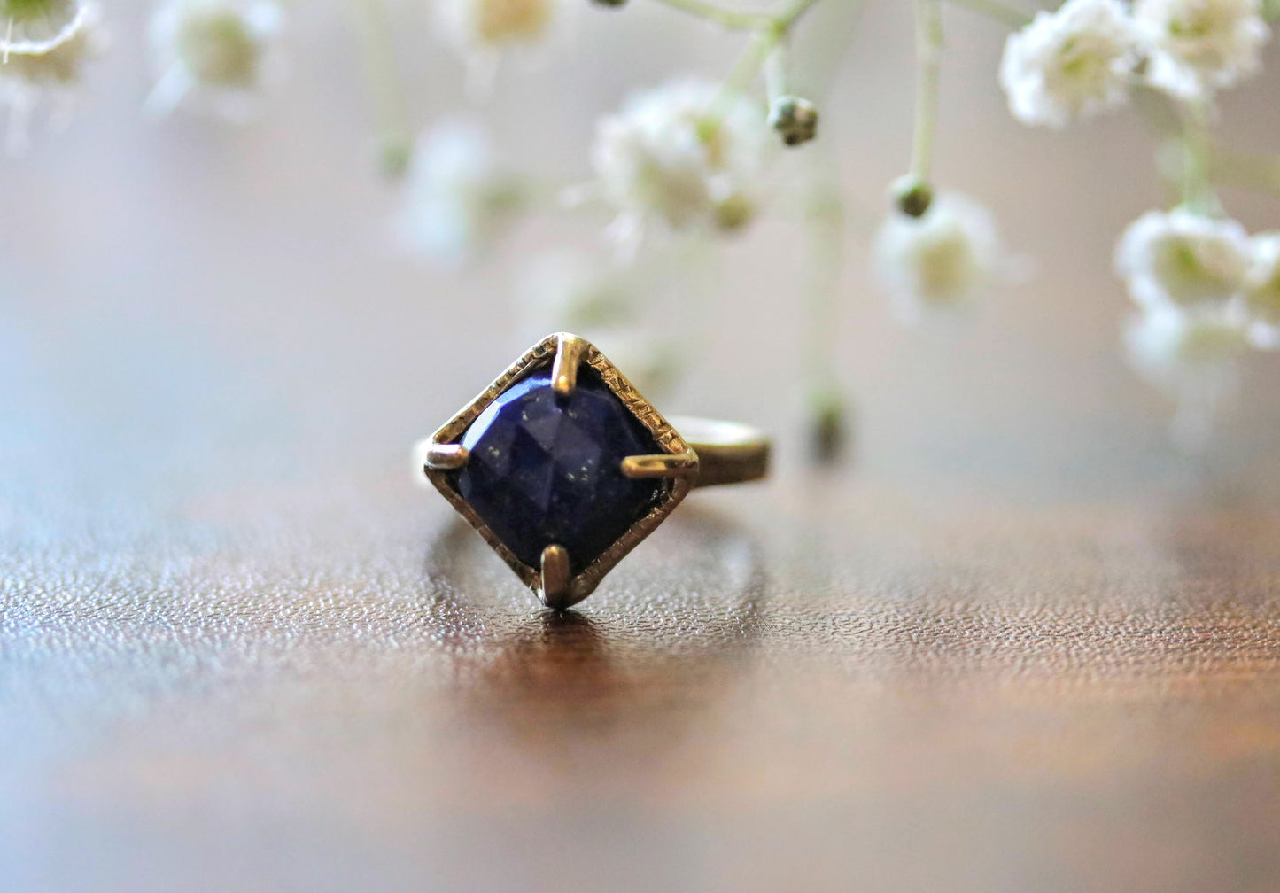 faceted lapis lazuli ring