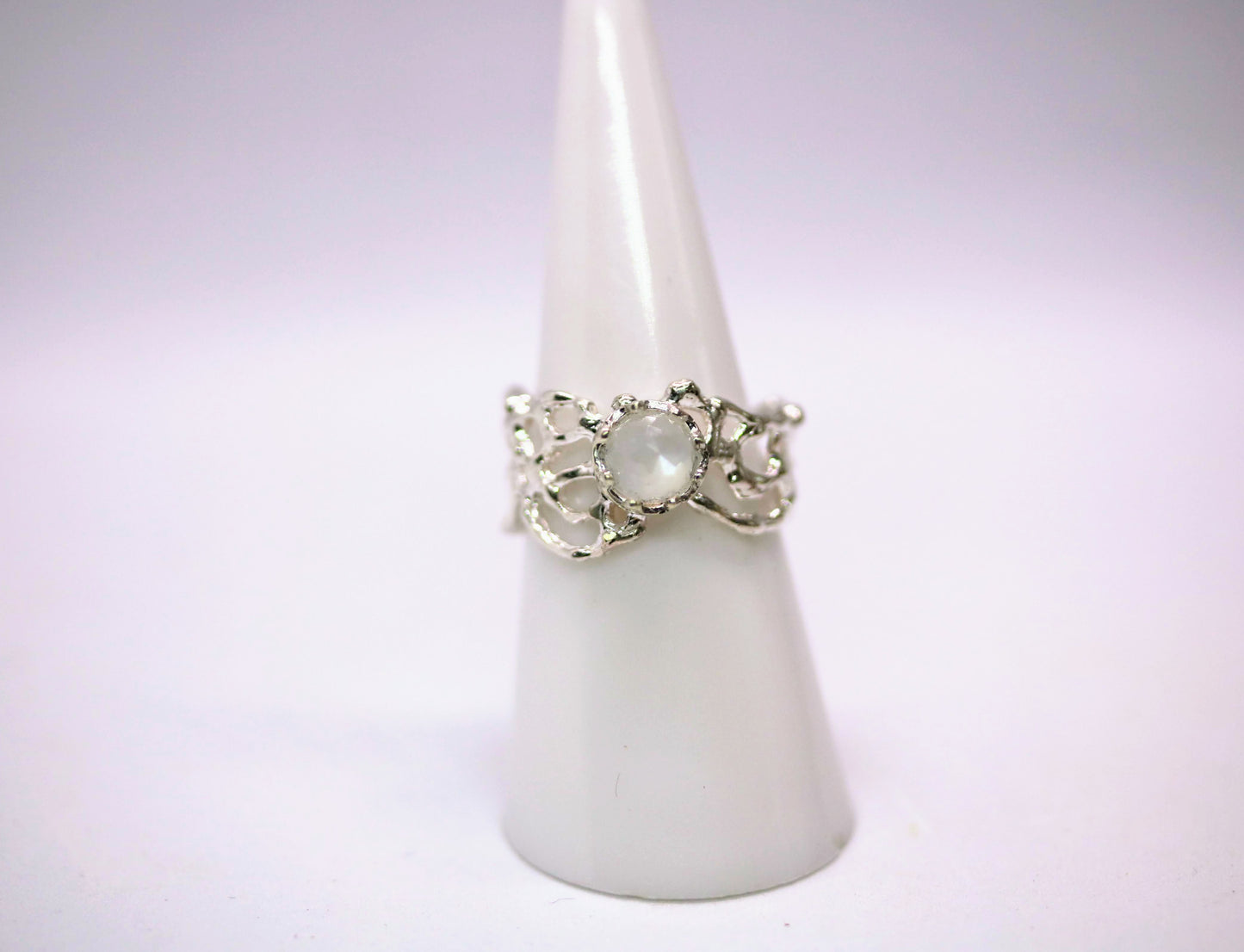 White Moonstone Komorebi Jukai Ring