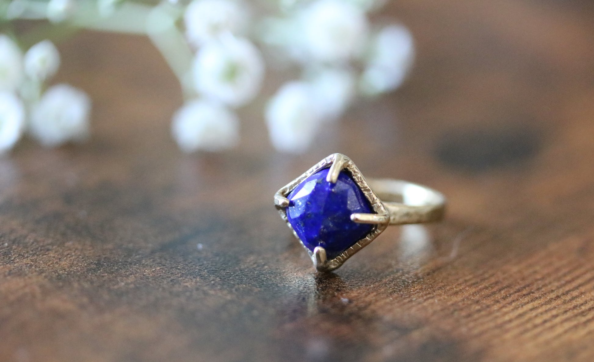 faceted lapis lazuli ring