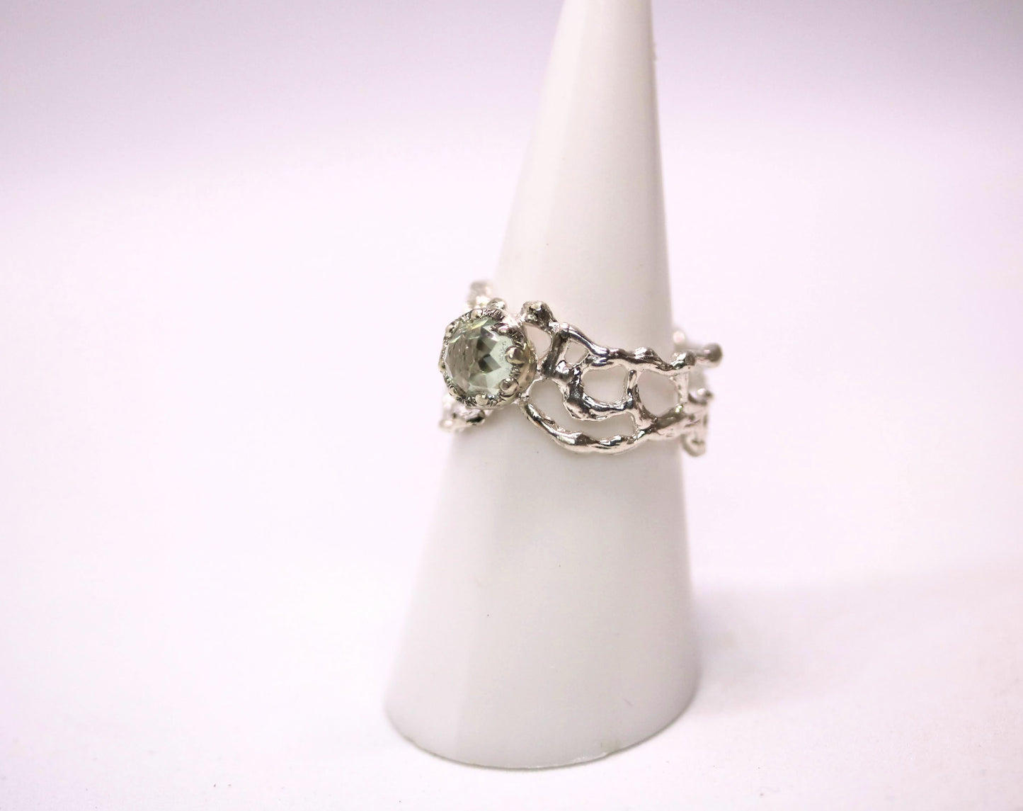 green amethyst silver ring