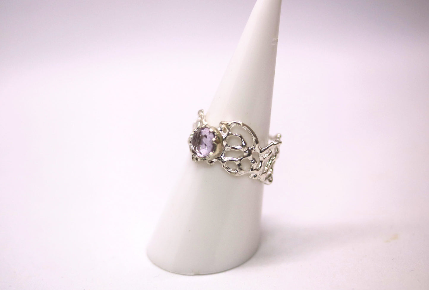 pink amethyst statement ring