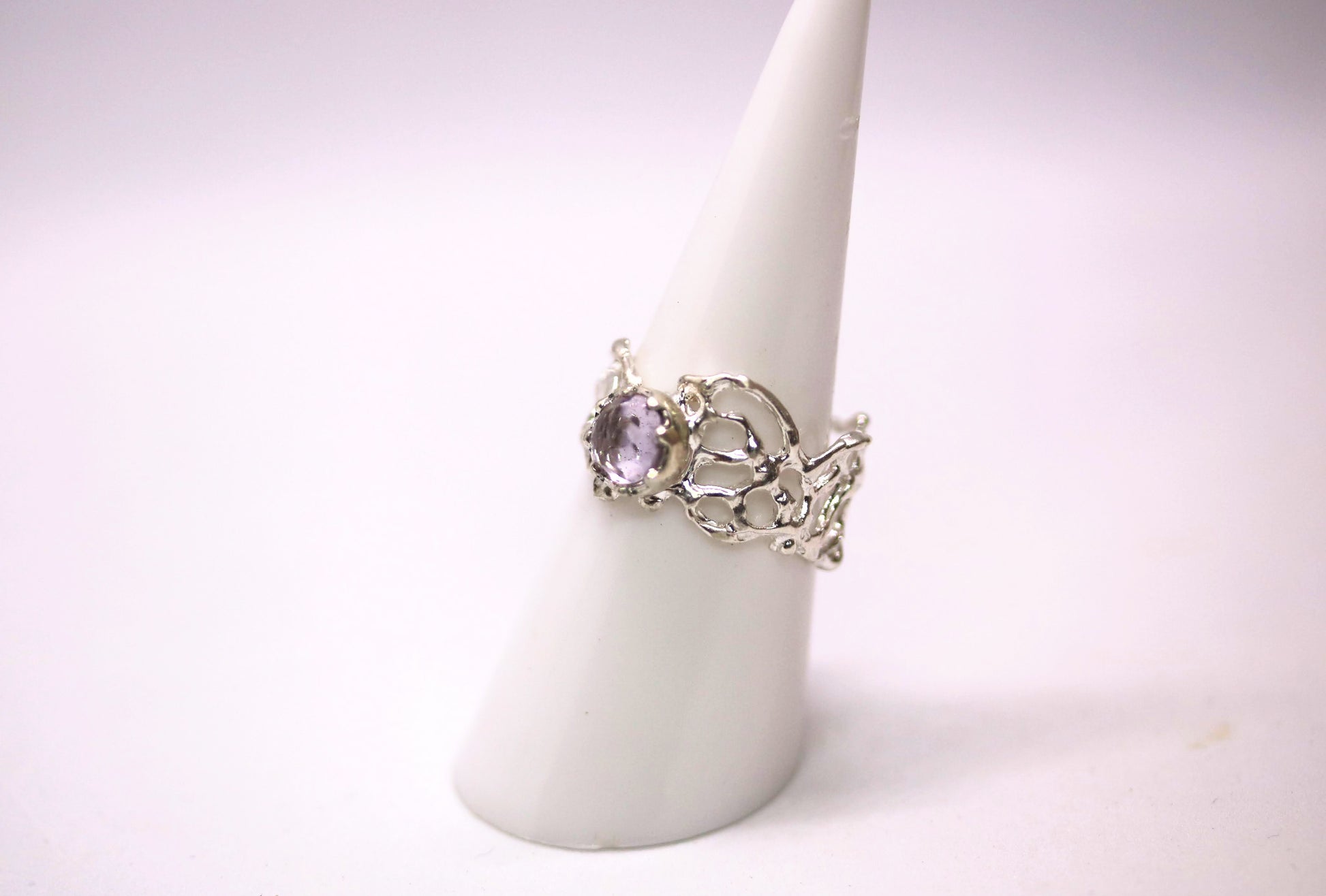 pink amethyst statement ring