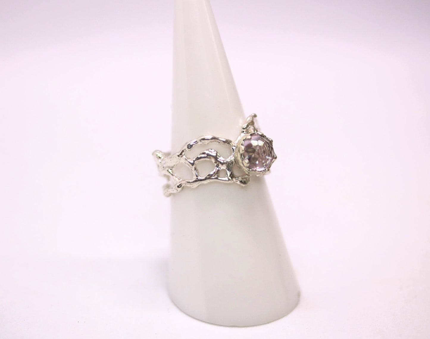 statement ring with pink amethyst